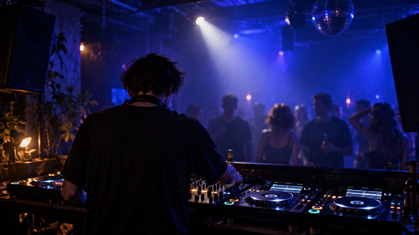 Concept image of an intimate DJ set under blue venue light